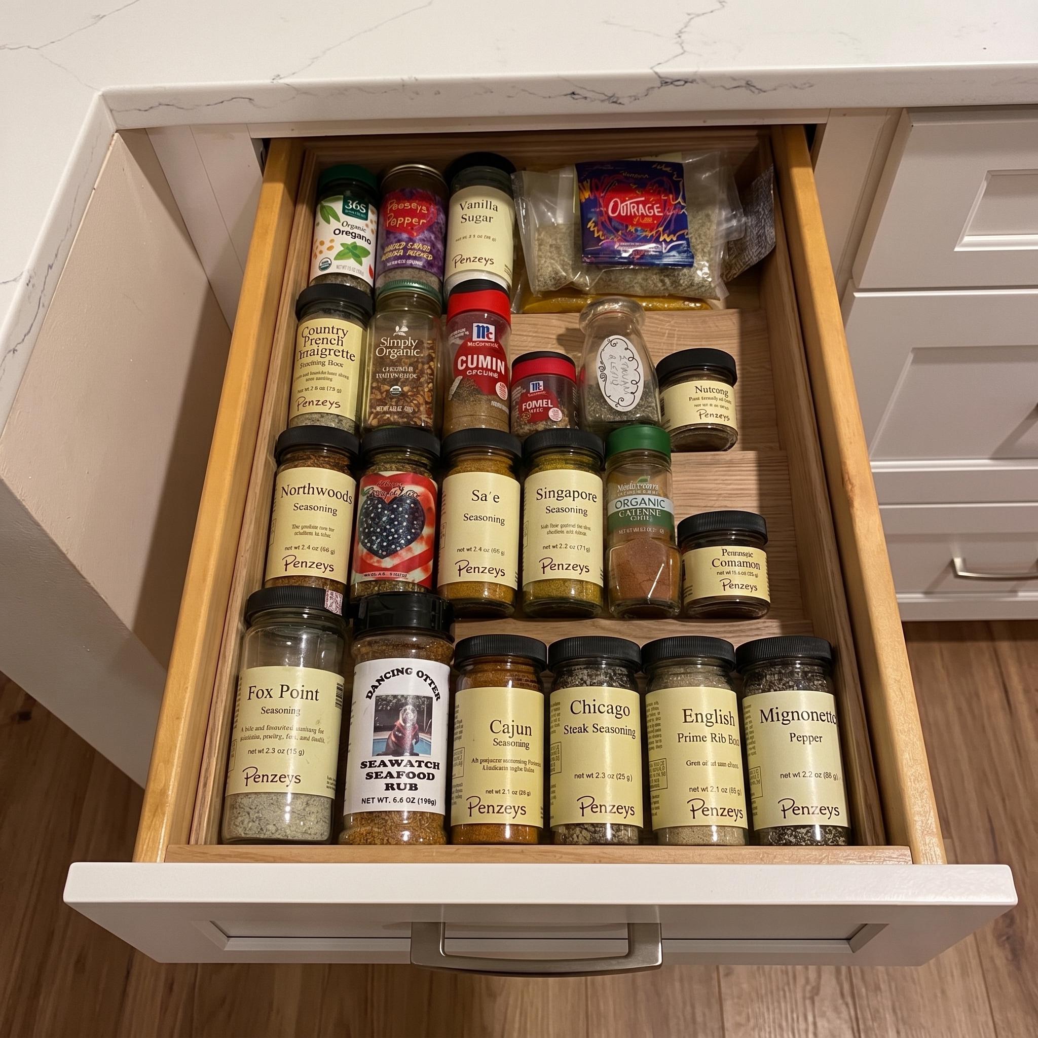 Custom spice drawer organizer wood