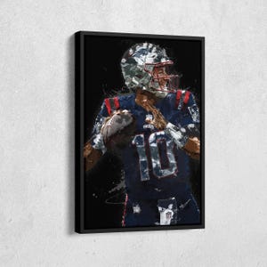 Mac Jones Canvas Print - New England Patriots Wall Art, NFL Decor for Home & Man Cave, Football Gift, Framed Poster