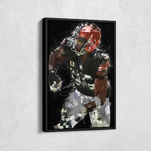 Myles Garrett Canvas Print - Cleveland Browns Wall Art, NFL Decor for Home & Man Cave, Football Gift, Framed Poster