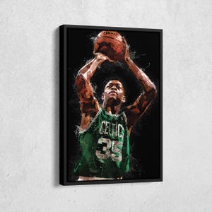 Reggie Lewis Canvas Print - Boston Celtics Wall Art, NBA Decor for Home & Man Cave, Basketball Gift, Framed Poster