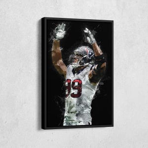 J.J. Watt Canvas Print - Houston Texans Wall Art, NFL Decor for Home & Man Cave, Football Gift, Framed Poster
