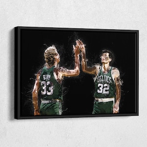 Larry Bird & Kevin McHale Canvas Print - Boston Celtics Wall Art, NBA Decor for Home, Man Cave, Basketball Gift, Framed Poster