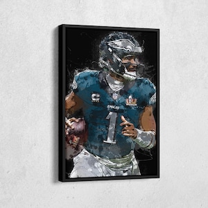Jalen Hurts Canvas Print - Philadelphia Eagles Wall Art, NFL Decor for Home & Man Cave, Football Gift, Framed Poster