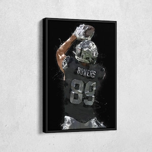 Brock Bowers Canvas Print - Las Vegas Raiders Wall Art, NFL Decor for Home & Man Cave, Football Gift, Framed Poster