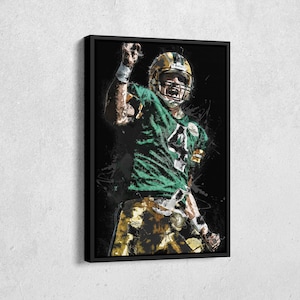 Brett Favre Canvas Print - Green Bay Packers Wall Art, NFL Decor for Home & Man Cave, Football Gift, Framed Poster