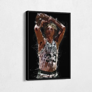 Larry Bird Canvas Print - Boston Celtics Legend Wall Art, NBA Decor for Home & Office, Basketball Gift, Framed Poster