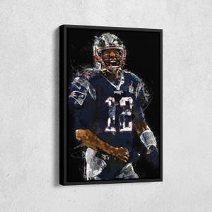 Tom Brady Canvas Print - New England Patriots Wall Art, NFL Decor for Home & Man Cave, Football Gift, Framed Poster