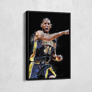 Reggie Miller Canvas Print - Indiana Pacers Wall Art, NBA Decor for Home & Man Cave, Basketball Gift, Framed Poster