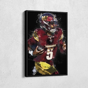 Jaylen Daniels Canvas Print - Washington Commanders Wall Art, NFL Decor for Home & Man Cave, Football Gift, Framed Poster