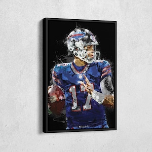 Josh Allen Buffalo Bills Star Canvas Print - NFL Wall Art, Football Decor for Home & Man Cave, Framed Poster