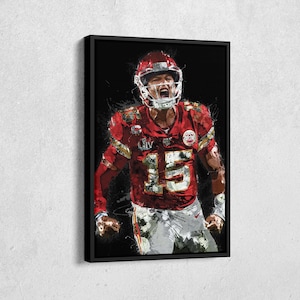 Patrick Mahomes MVP Canvas Print - Kansas City Chiefs Wall Art, NFL Decor for Home & Man Cave, Football Gift, Framed Poster