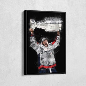 Alex Ovechkin Canvas Print - Washington Capitals Wall Art, NHL Decor for Home & Man Cave, Hockey Gift, Framed Poster