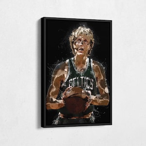 Larry Bird Canvas Print - Boston Celtics Wall Art, NBA Decor for Home & Man Cave, Basketball Gift, Framed Poster