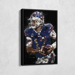 Josh Allen Canvas Print - Buffalo Bills Wall Art, NFL Decor for Home & Man Cave, Football Gift, Framed Poster