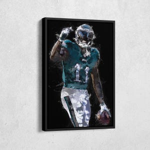 A.J. Brown Canvas Print - Philadelphia Eagles Wall Art, NFL Decor for Home & Man Cave, Football Gift, Framed Poster