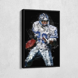 Barry Sanders Canvas Print - Detroit Lions Wall Art, NFL Decor for Home & Man Cave, Football Gift, Framed Poster
