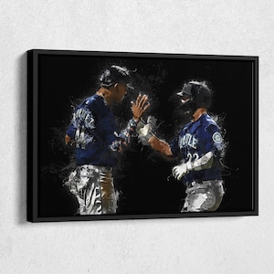 Julio Rodriguez & Ty France Canvas Print - Seattle Mariners Wall Art, MLB Decor for Home, Man Cave, Baseball Gift, Framed Poster
