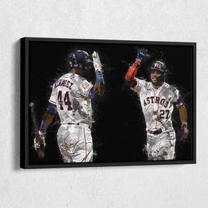 Yordan Alvarez & Jose Altuve Canvas Print - Houston Astros Wall Art, MLB Decor for Home, Man Cave, Baseball Gift, Framed Poster
