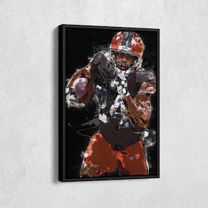 Nick Chubb Canvas Print - Cleveland Browns Wall Art, NFL Decor for Home & Man Cave, Football Gift, Framed Poster