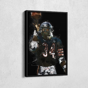 Walter Payton Canvas Print - Chicago Bears Wall Art, NFL Legend Decor for Home & Man Cave, Football Gift, Framed Poster