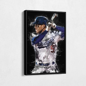 Freddie Freeman Canvas Print - Los Angeles Dodgers Wall Art, MLB Decor for Home & Man Cave, Baseball Gift, Framed Poster