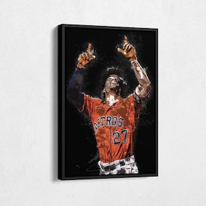 José Altuve Canvas Print - Houston Astros Wall Art, MLB Decor for Home & Man Cave, Baseball Gift, Framed Poster
