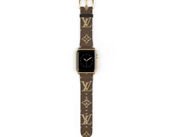 LV's Pattern Faux Leather Strap Apple Watch Band for Apple Watch Series 1, 2, 3, 4, 5, 6, 7, 8, 9 Ultra and SE devices(38-41mm)