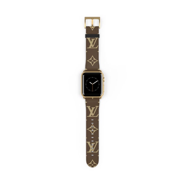 LV's Pattern Faux Leather Strap Apple Watch Band for Apple Watch Series 1, 2, 3, 4, 5, 6, 7, 8, 9 Ultra and SE devices(38-41mm)