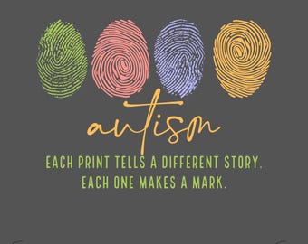 Fingerprint Autism, Each Print Tells A Different Story Svg-Png, Autism Png, Autism Awareness Svg, Neurodiversity Png, Instant Download