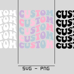 Custom Wavy Letters, Cut file for Cricut, Wave font quote, Customised Retro Wavy Text Svg, Wavy Stacked, Colourful Stacked Wavy Letters