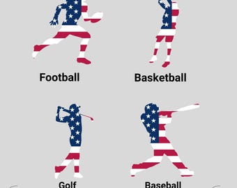 Jogador de golfe de futebol de basquete de beisebol vintage, bandeira americana digital svg, design de camiseta de bandeira dos EUA de beisebol, time de beisebol png