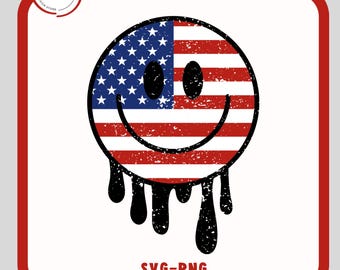 USA 4th Of July Svg-Png, American Flag, American Flag  Smiley, 4th Of July Svg, USA svg, Sublimation Design, Trendy Svg