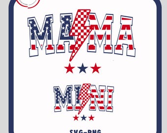 American Mama and Mini PNG, Mama Png, 4th of July Png, Fourth Of July Png, USA Png, America Png, Independence Day, Sublimation Designs