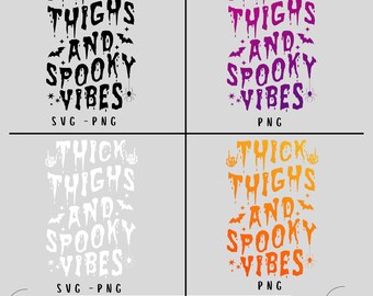 Dikke dijen Spooky Vibes Svg-Png, dikke dijen Spooky Vibes png, Halloween svg, Retro Halloween png, Halloween-sublimatie ontwerp, Spooky