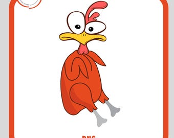 Crazy Chicken Png, Rooster Clipart, Chicken Image, Funny Chicken Silhouette, Chick Png, Sublimation Design, Bird Cut File, Funny Chicken