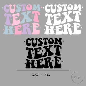 Texto PNG personalizado, Texto ondulado personalizado Svg, Svg ondulado apilado personalizado, Letras onduladas personalizadas Svg, Retro, Fuente ondulada personalizada Svg, Texto ondulado retro personalizado