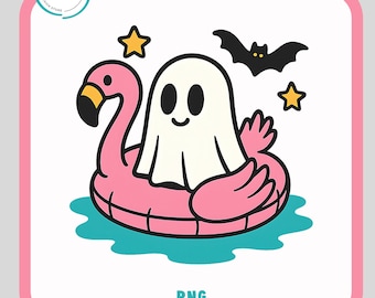 Ghost On A Pool Floaty Png, Flamingo and Ghost Png, Flamingo Pool Float, Summer, Ghost PNG,  Flamingo Png, Summer Png