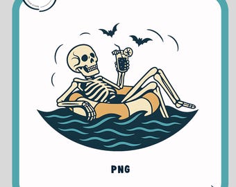 Szkielet w basenie pływający Png, Szkielet i nietoperze Png, Gotyckie lato, Szkielet Png, Lato Png, Letnie wibracje Png