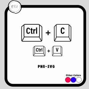 以下が含まれることがあります： キーボードショートカットのデザイン。Ctrl + CとCtrl + Vで、キーに「Ctrl」の文字。テキスト「PNG-SVG」はキーの下にあり、「Other Colors」とカラーサンプルが一番下にあります。