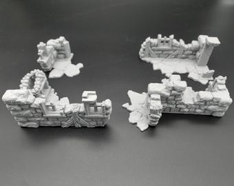 Verwoest huis 28 mm terrein | 3D-geprinte miniatuur | verstrooiing of gebiedsterrein | huis 2 gelijkvloers