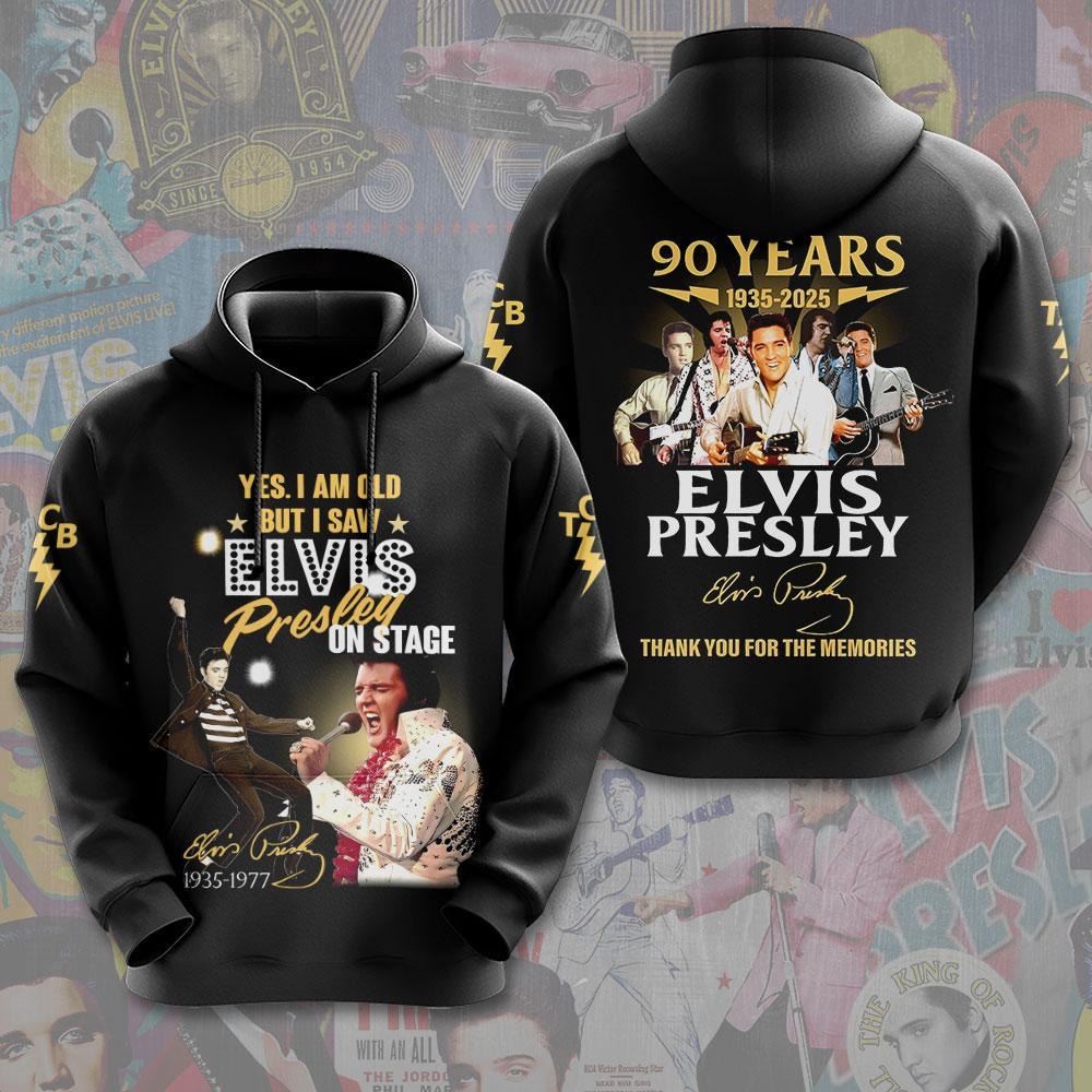 Snorider Design Elvis Presley 90Th Anniversary Shirt, King Of Rock And Roll Hoodie, Rock Music Sweatshirt, Elvis Fan Gift, Yes I Am Old But I Saw Elvis
