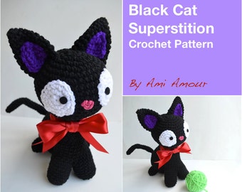 Modello gatto all'uncinetto Amigurumi Black Cat Superstition PDF