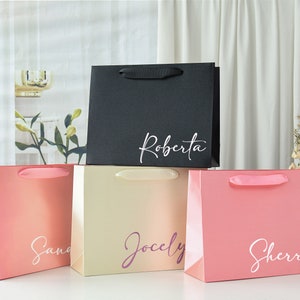 Silk Personalized Gift Bag,Bridesmaid Silk Paper Tote Bag,Bridesmaid Gift Bag,Silk Custom Paper Bag,Bachelorette Party Gift Bag,Wedding Gift