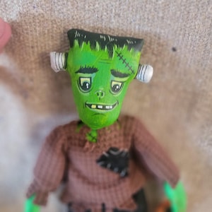 13” Halloween Frankenstein painted cloth doll by Sue Sizemore
