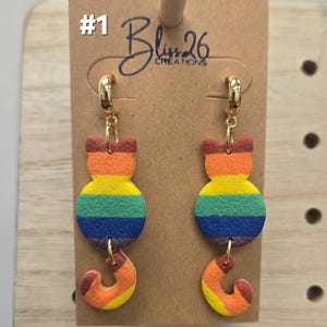Pride Earrings, Rainbow Polymer Clay, LGBTQ Jewelry, Handmade Dangles, Pride Gift