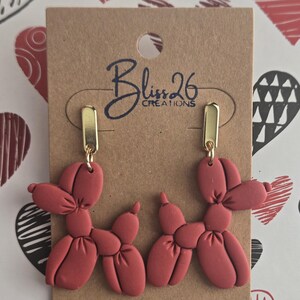 Balloon Dog Earrings - Pop Art Polymer Clay Dangles