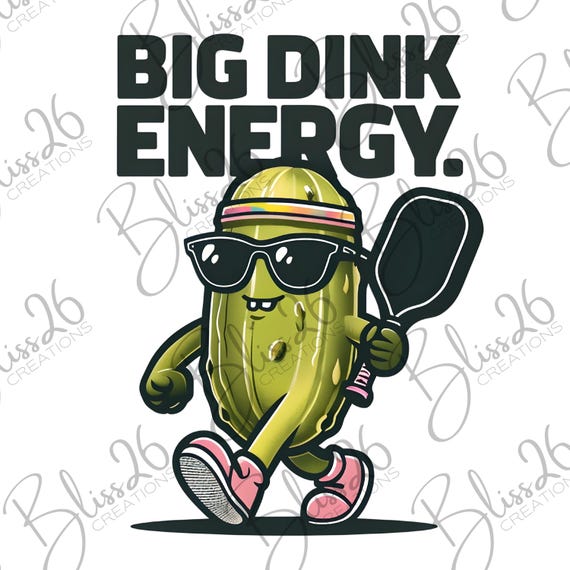 Pickleball PNG | Big Dink Energy PNG | Funny Pickleball Clipart | Retro Pickleball Design | Pickle PNG for Sublimation | Digital Download