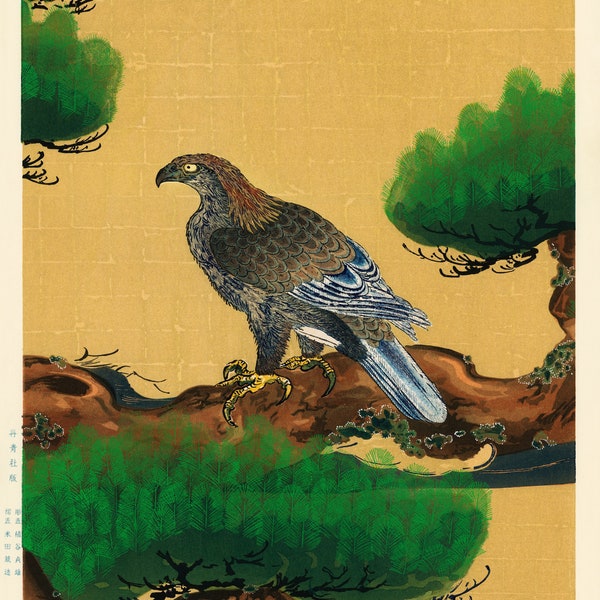 Japanese Eagle Printable Wall Art // Living Room Wall Art // Japanese Art Print // Digital File Art