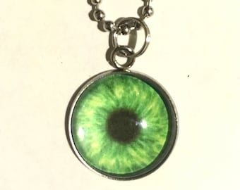 Green Eye Necklace Retro 90s Style Gift