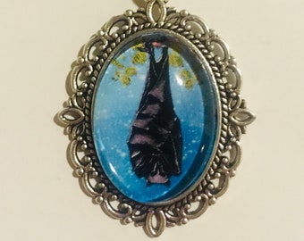 Hanging Vampire Bat Necklace Goth Gift